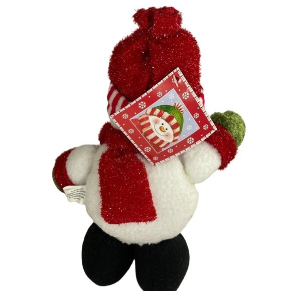 Vintage Christmas Snowman Plush Free Standing u Table Decor Weighted 10 in - Picture 3 of 3